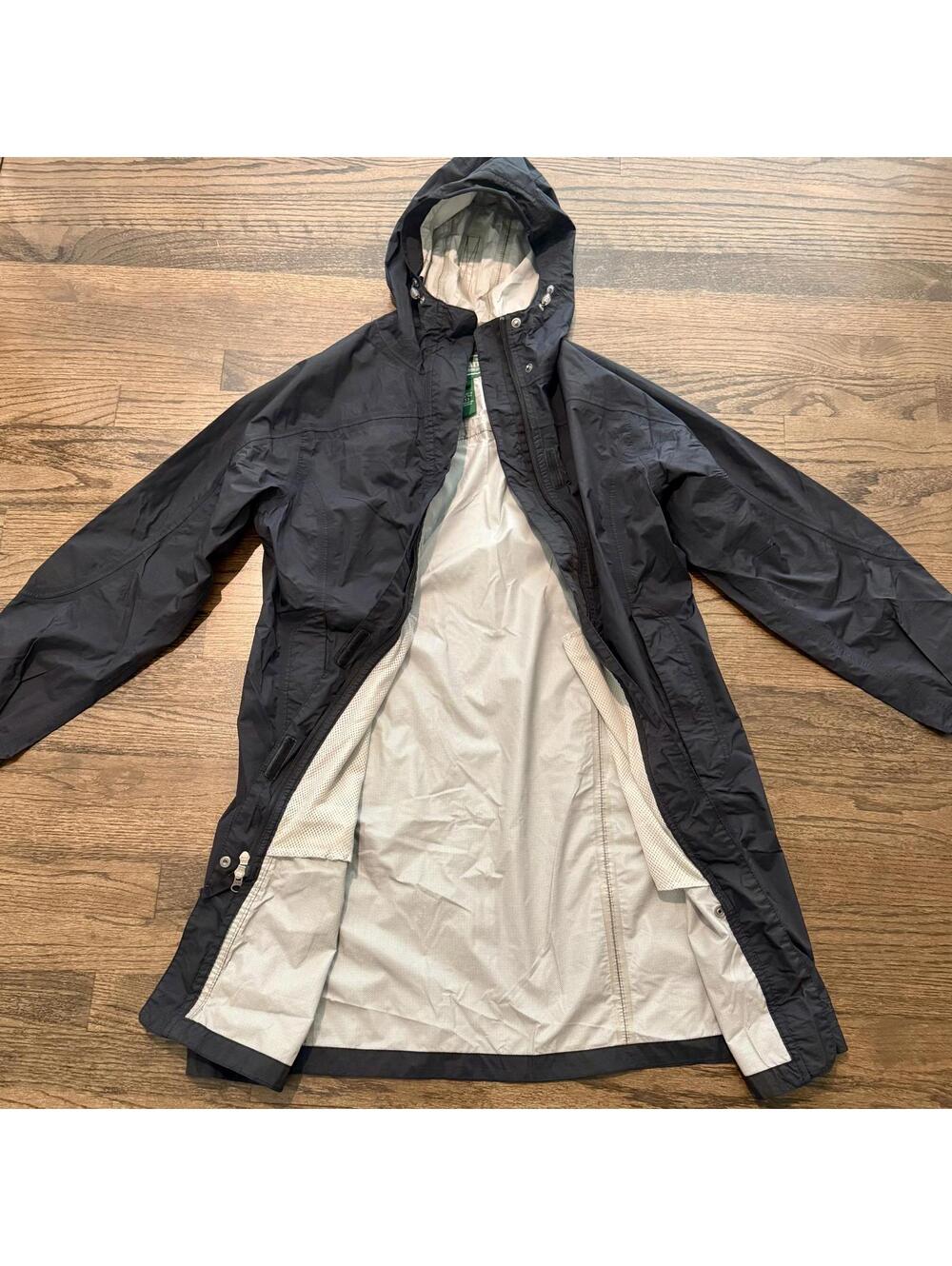 L.L. Bean Women's Navy Blue Hooded Rain Coat Size Medium - Picture 3 of 7